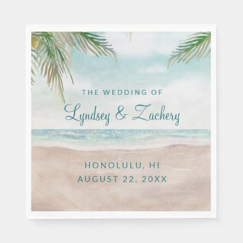 Island Breeze Sandy Beach Wedding Monogram Napkins
