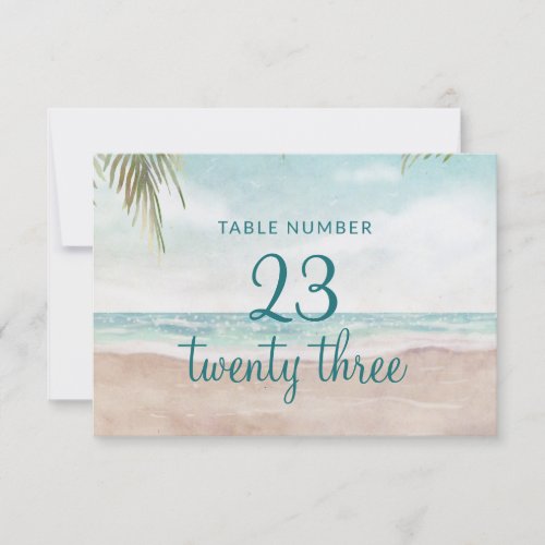 Island Breeze Sandy Beach Wedding Table Numbers