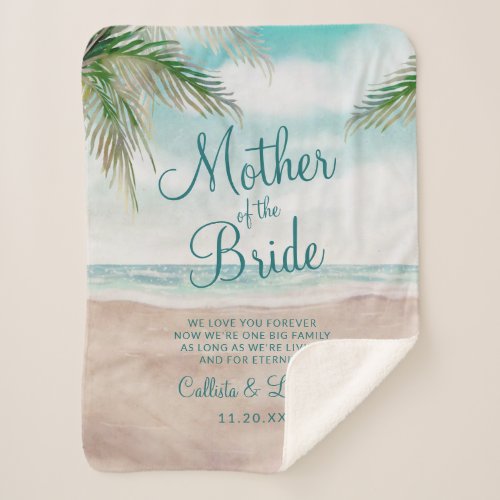 Island Breeze to the Mother of the Bride Quote Sherpa Blanket