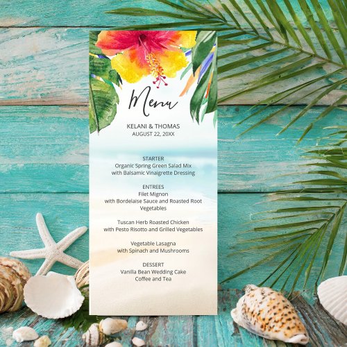Island Breeze  Tropical Beach Palm Flower Wedding Menu