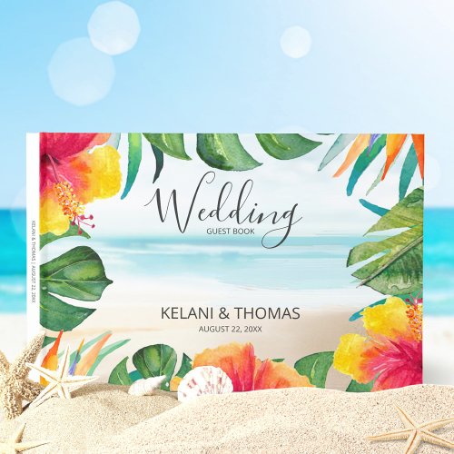 Island Breeze  Tropical Beach Watercolor Wedding Guest Book