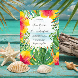 Island Breeze Tropical Beach Watercolor Wedding Invitation