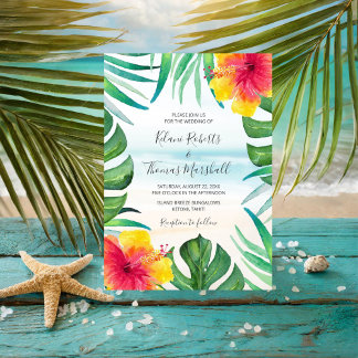 Island Breeze | Tropical Beach Watercolor Wedding Invitation