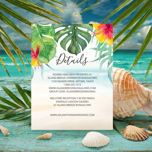 Island Breeze  Tropical Beach Wedding Details Enc Enclosure Card