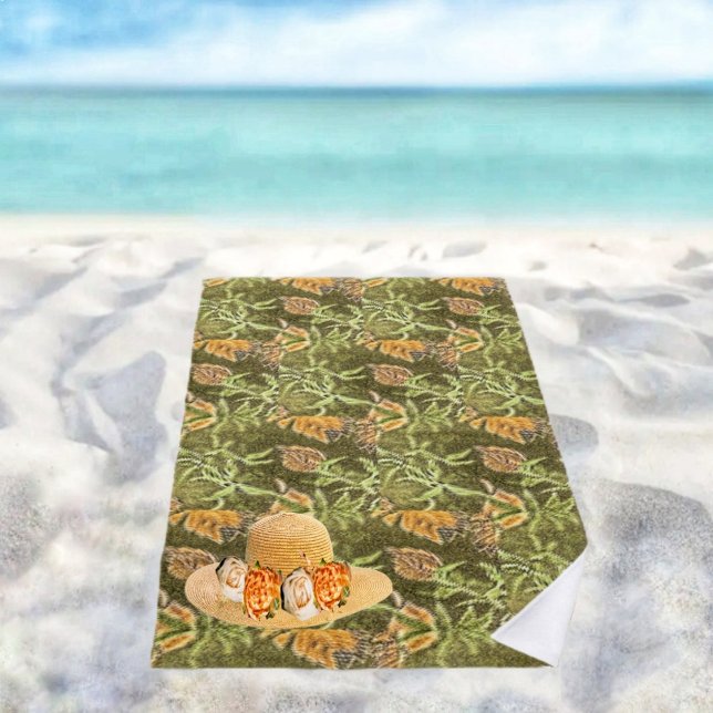 Island Browns  Beach Towel (This Island Browns Beach Towel design, resembles the tropical flora, on the islands!)