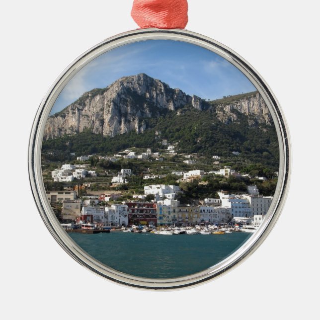 Island Capri panoramic Sea view Metal Ornament (Front)