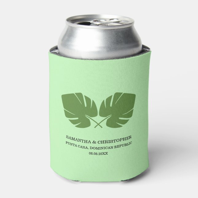 "Island Charm" Custom Green Can Cooler with Monste (Can Front)