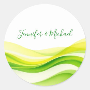 Island Citrus Green and Yellow Wedding Classic Round Sticker