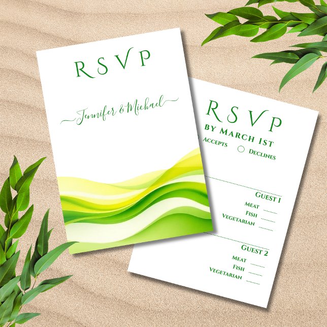 Island Citrus Wedding Meal options RSVP Card (Island Citrus Green and Yellow Wedding Meal options RSVP Card)
