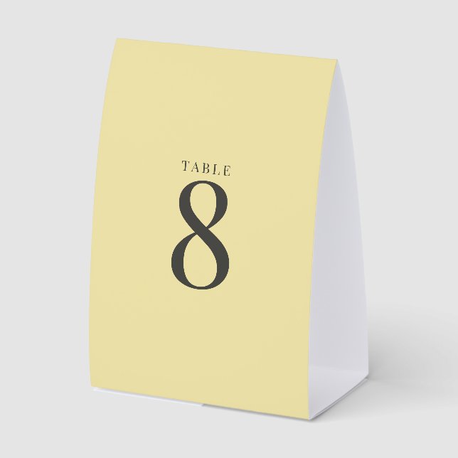 Island Citrus Yellow Wedding Table Numbers Paper Table Tent (Front)