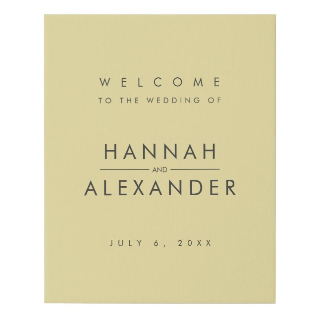 Island Citrus Yellow Wedding Welcome Sign (Front)