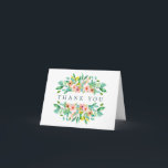 Island Coral Floral Wedding Photo Thank You Card<br><div class="desc">Watercolor botanical island flowers and foliage frame in shades of teal,  coral,  peach and pink and green,  wedding thank you photo card. Designed to match our Botanical Coral Island Collection.</div>