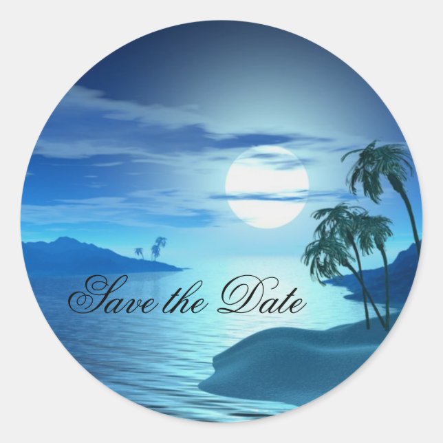 island cove Save the Date Classic Round Sticker (Front)