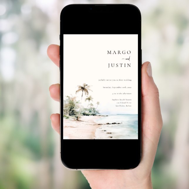 Island Destination Wedding Invitation (Front Digital)