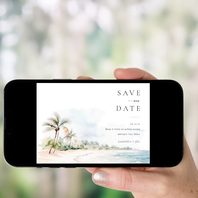 Island Destination Wedding Save The Date Photo Invitation (Front Digital)