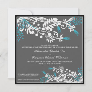 Island Floral (aqua) Elegant Wedding Invitation