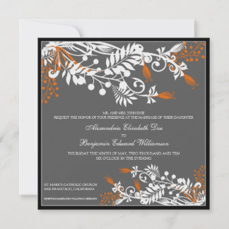Island Floral (coral) Elegant Wedding Invitation