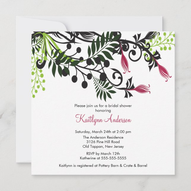 Island Floral Flowers Bridal Shower Invitation (Front)