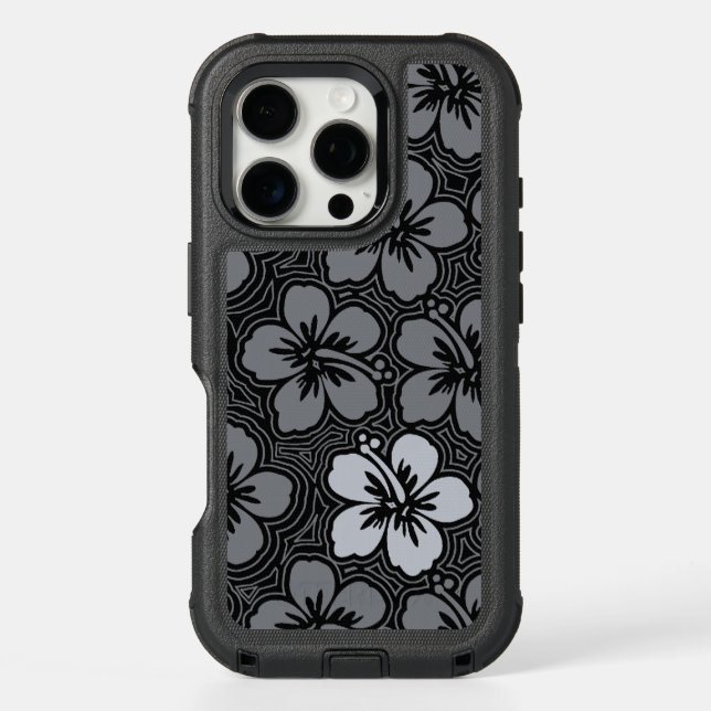 Island Floral Hawaiian Accent Hibiscus Pinstriped Otterbox iPhone Case (Back)