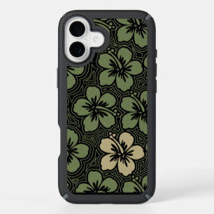 Island Floral Hawaiian Accent Hibiscus Pinstriped iPhone 16 Plus Case