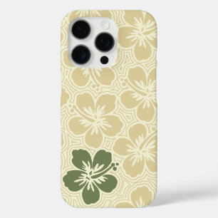 Island Floral Hawaiian Hibiscus Pinstriped Khaki iPhone 16 Pro Case