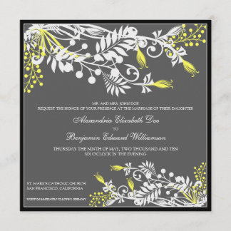 Island Floral (lemon) Elegant Wedding Invitation