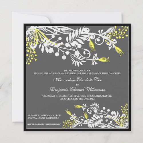 Island Floral (lemon) Elegant Wedding Invitation