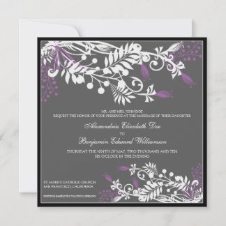 Island Floral (lilac) Elegant Wedding Invitation