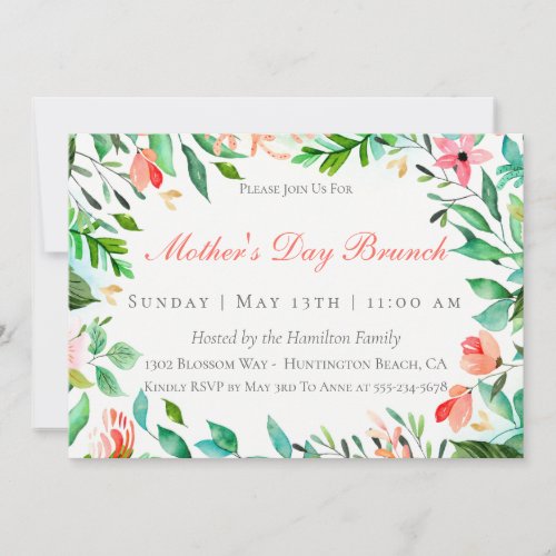 Island Floral Mothers Day Brunch Invitation