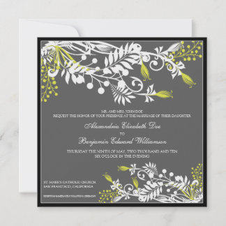 Island Floral (olive) Elegant Wedding Invitation