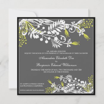 Island Floral (olive) Elegant Wedding Invitation by TheWeddingShoppe at Zazzle