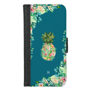 Island Floral Pineapple Monogram iPhone 8/7 Wallet Case