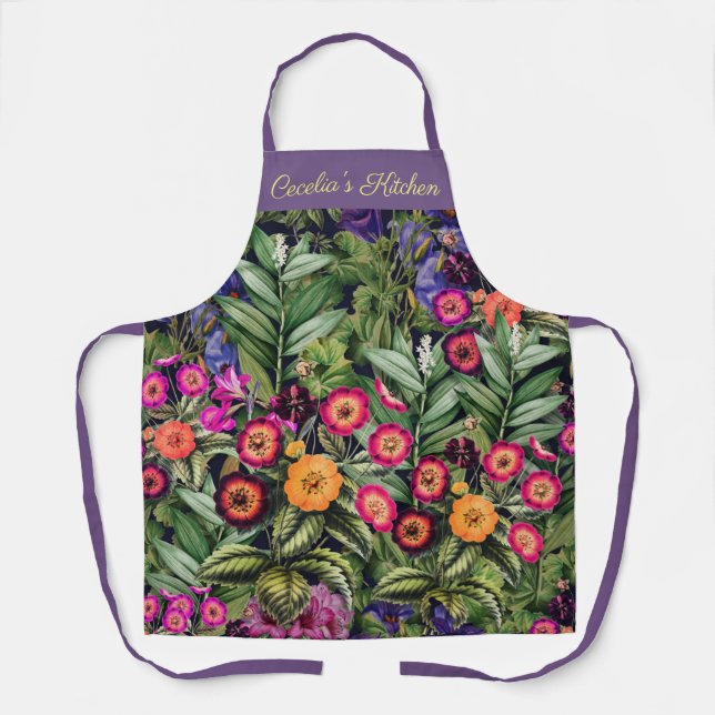 Island Floral Pink Meadow Apron (Front)
