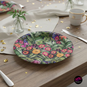Island Floral Pink Meadow Paper Plates