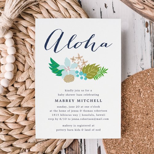 Island Flowers  Luau Baby Shower Invitation