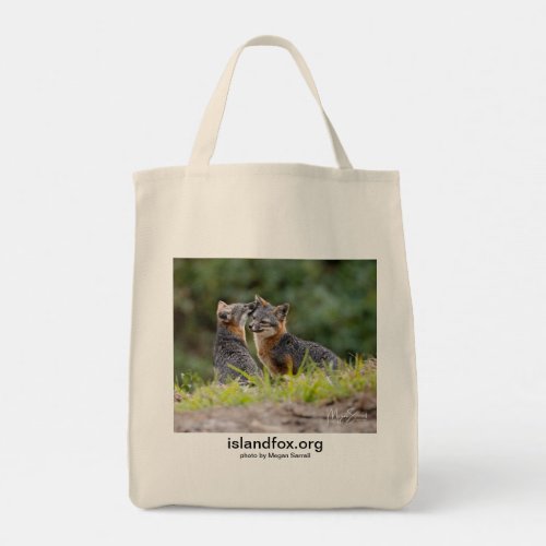 Island Fox Cotton Tote Grocery Bag with Photo Logo