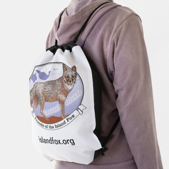 Island Fox Drawstring Backpack with Logo (Insitu)
