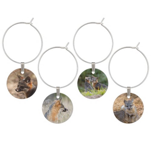 Island Fox Wine Glass Charms Markers