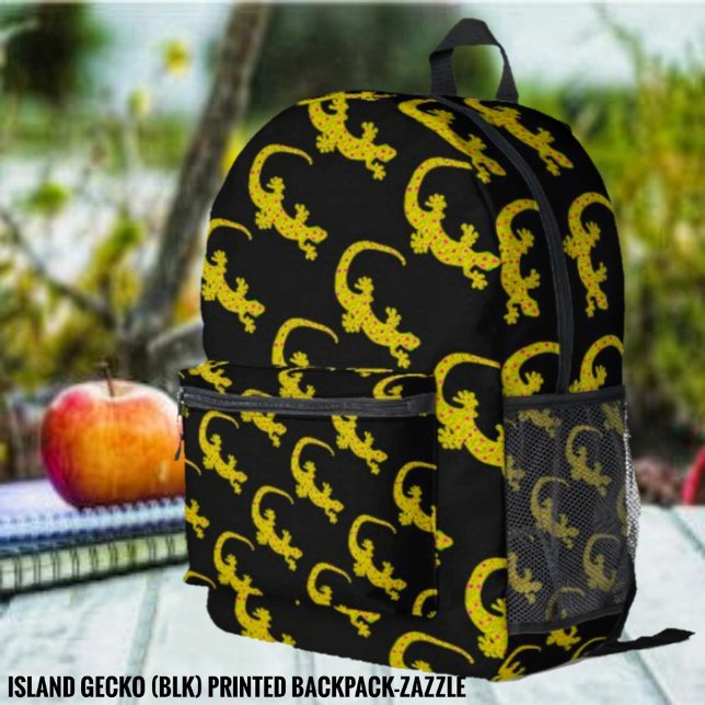 Island Gecko (Blk) Printed Backpack (Creator Uploaded)
