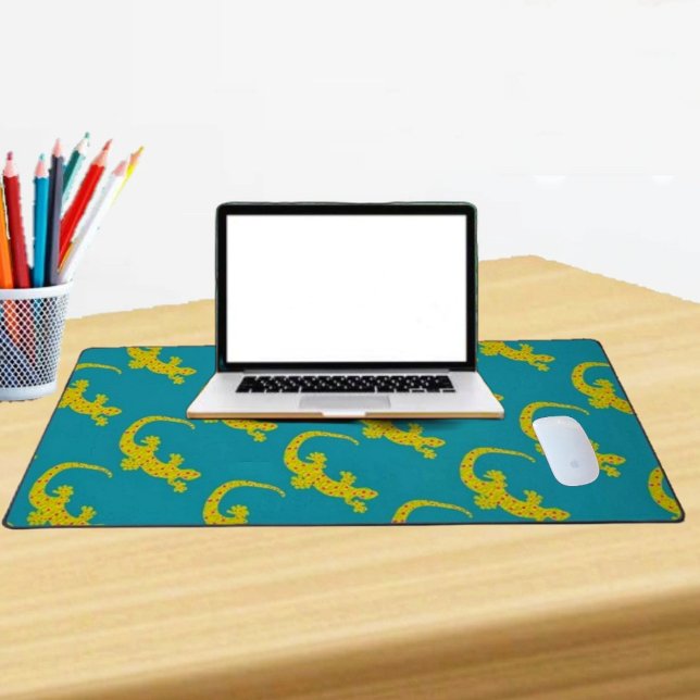 Island Gecko  Desk Mat (Desk mats are just the thing your kid needs, for computer tools, and supplies!)