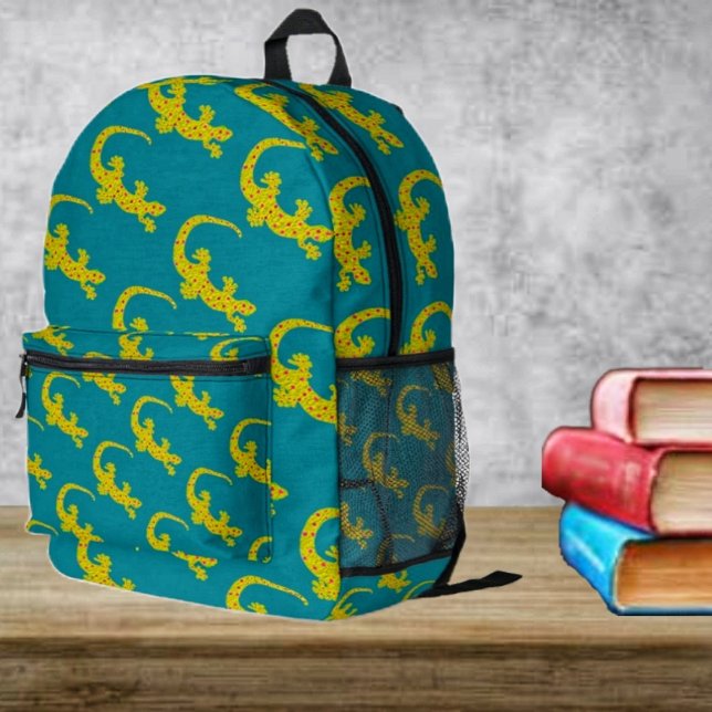 Island Gecko  Printed Backpack (This Island Gecko design, fits someone who likes reptiles, especially cute ones, like this!)