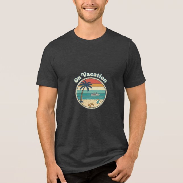 Island Getaway Cruise Vacation Retro Graphic Tri-Blend Shirt (Front)