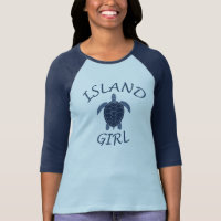 island girl blue turtle summer vacation tropical T-Shirt