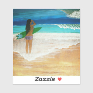 Island girl surfing sticker