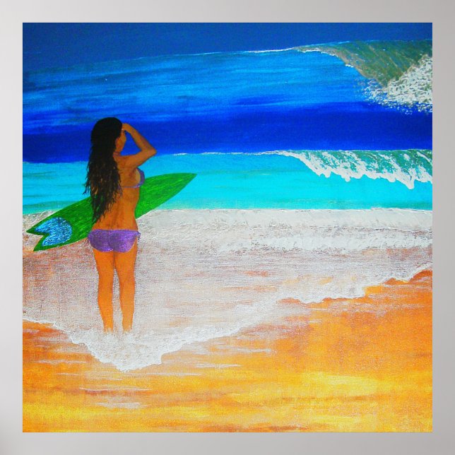 Island girl surfs up poster (Front)