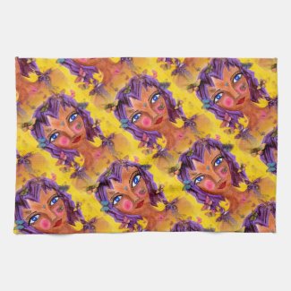 Island Girl with Butterflies on Kitchen Towel