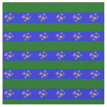 Island green, Royal blue folk flower stripe Fabric