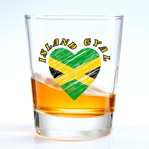 Island Gyal Jamaica Heart Caribbean Shot Glass