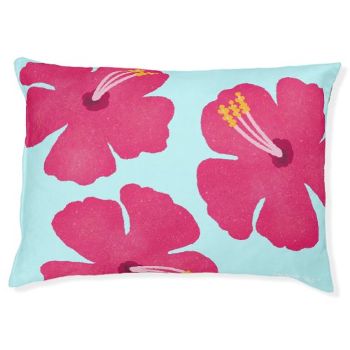 Island Hibiscus Blue and Pink Dog Bed