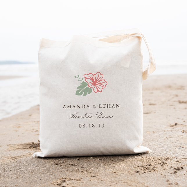 Island Hibiscus Destination Wedding Favor Tote Bag (Creator Uploaded)